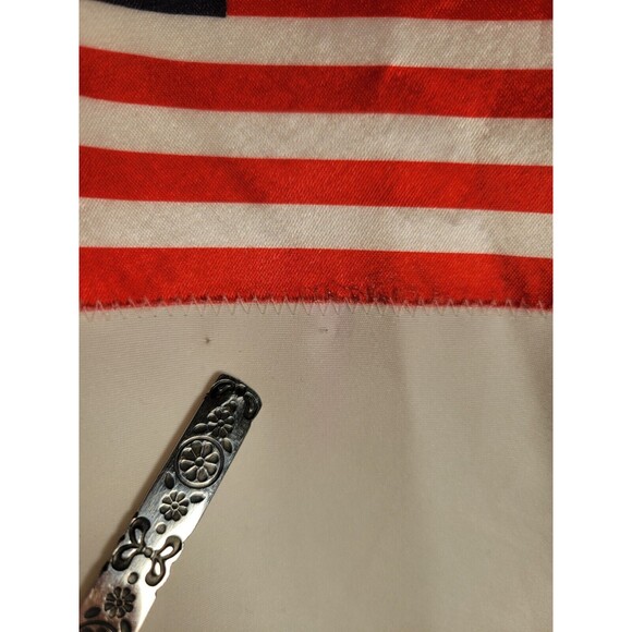 VTG USA Flag Satin Bomber Jacket Mens MEDIUM LARGE Kim Baker Design White - Picture 4 of 12